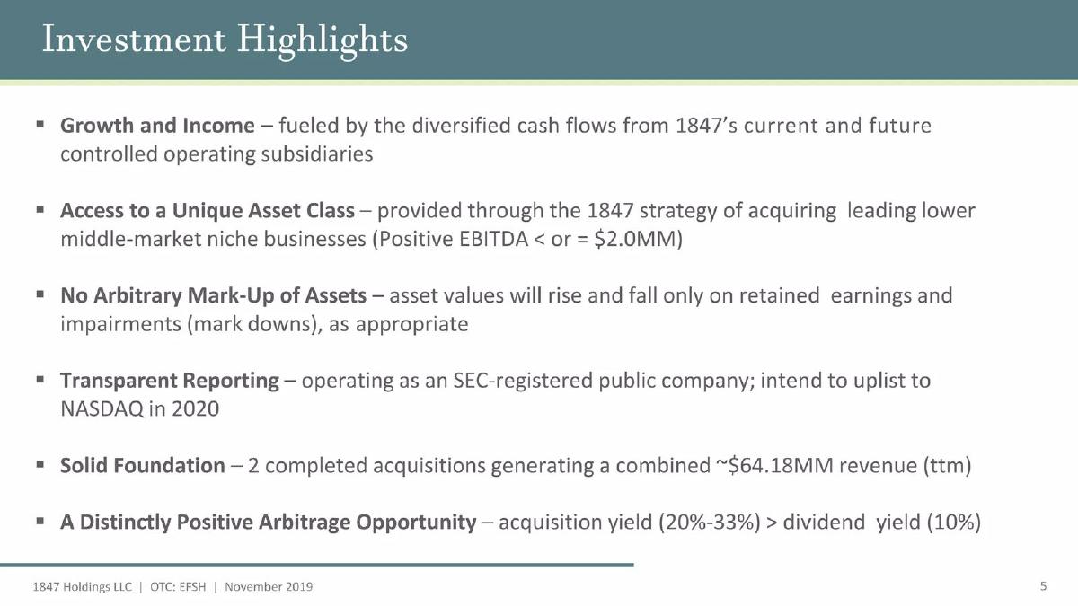1847 Holdings LLC pitch deck slide 5 of 19