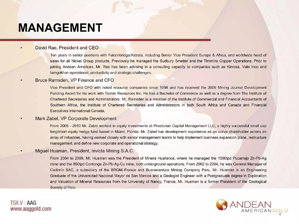 Andean American Gold pitch deck slide 4 of 23