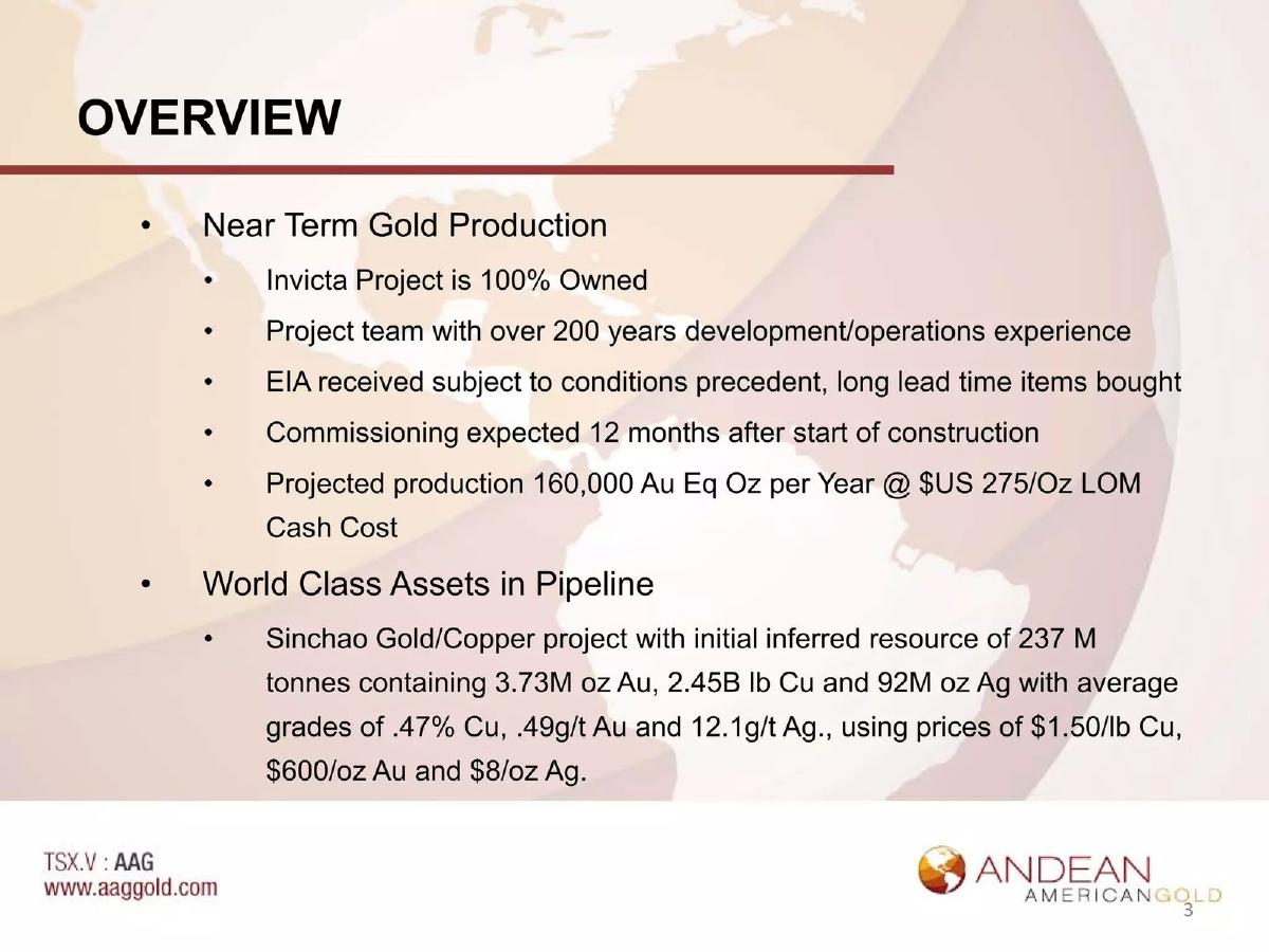 Andean American Gold pitch deck slide 3 of 23
