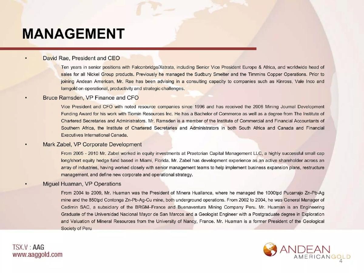 Andean American Gold pitch deck slide 4 of 23