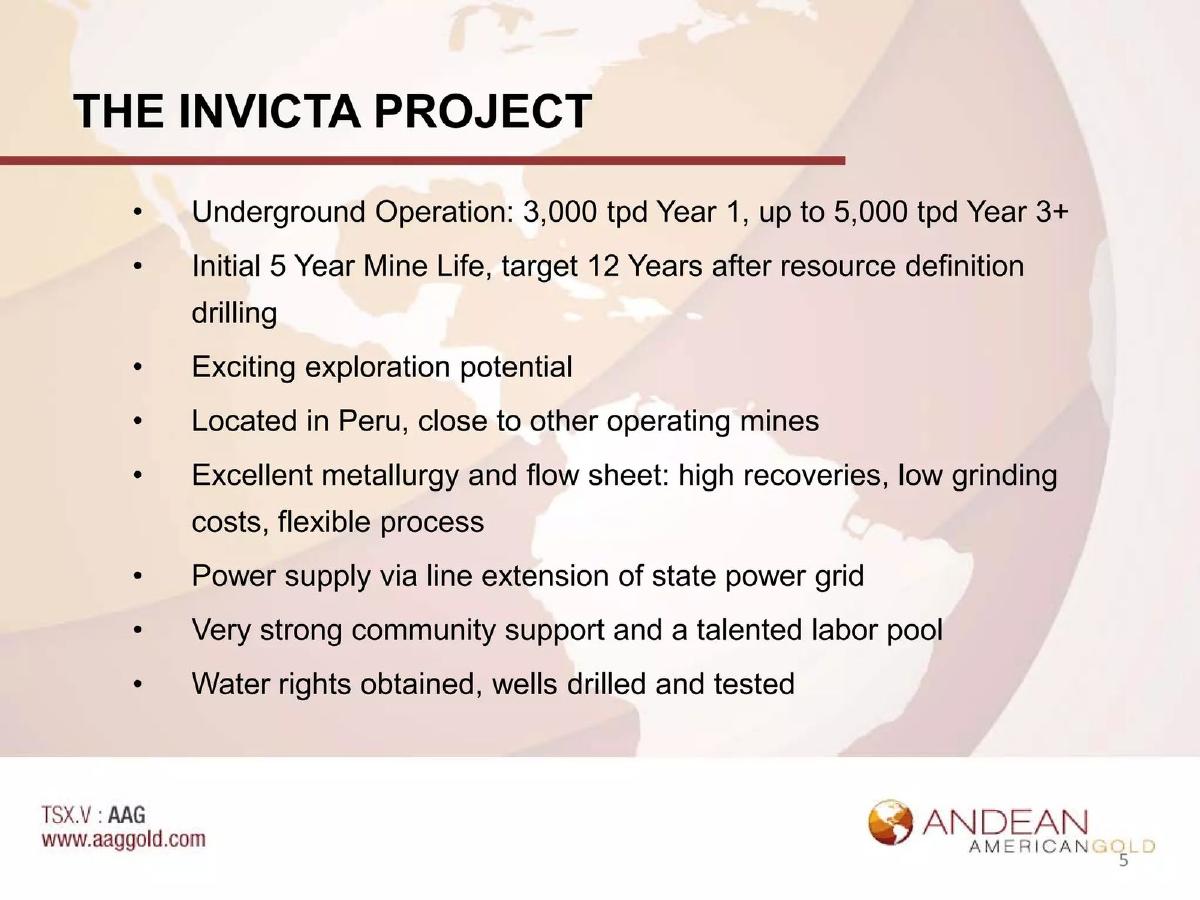 Andean American Gold pitch deck slide 5 of 23