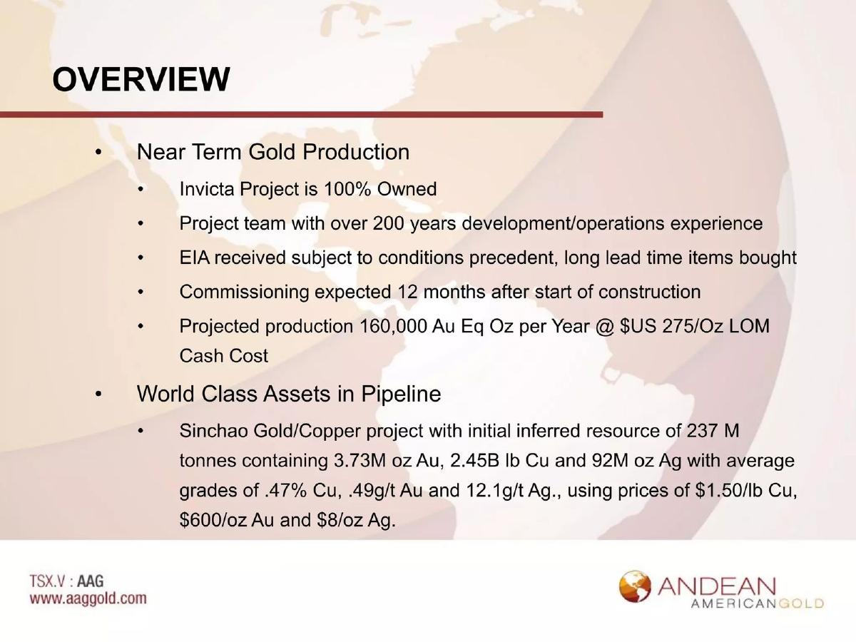 Andean American Gold pitch deck slide 3 of 24
