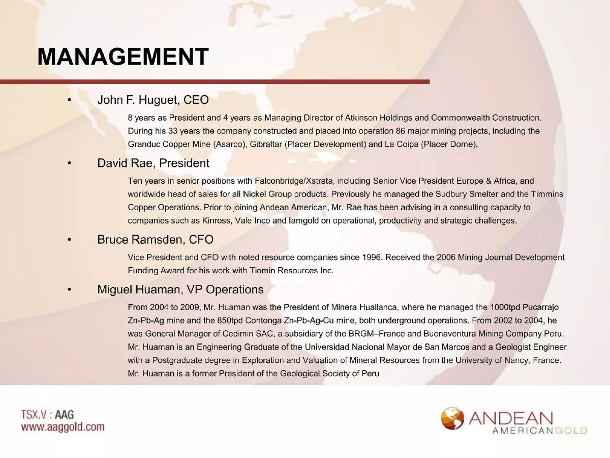 Andean American Gold pitch deck slide 4 of 24