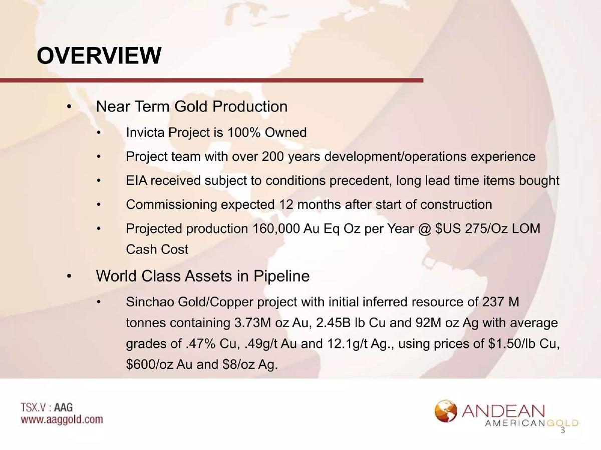 Andean American Gold pitch deck slide 3 of 24