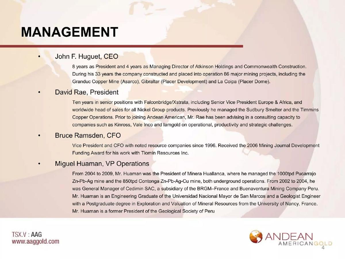 Andean American Gold pitch deck slide 4 of 24