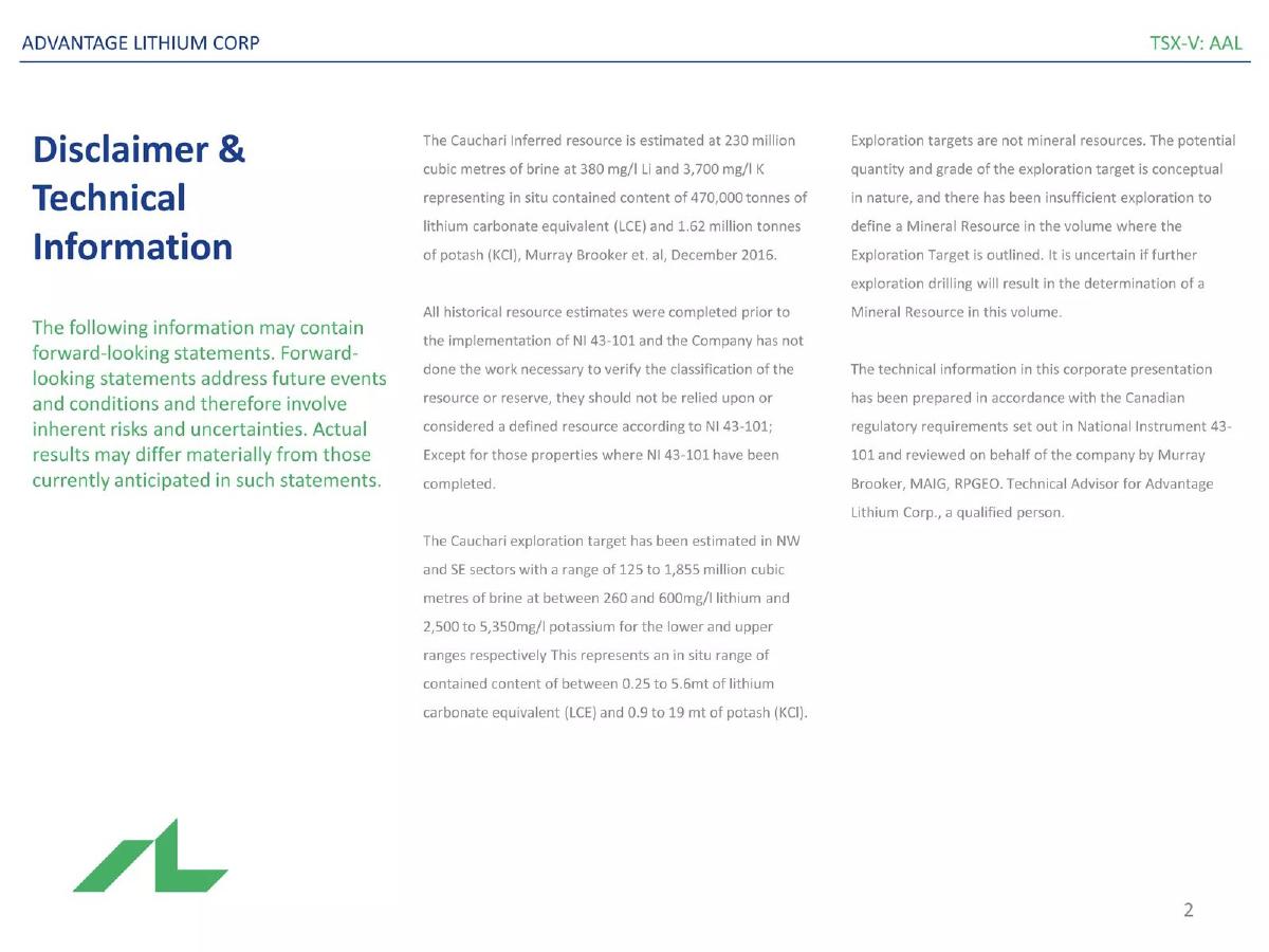 Advantage Lithium Corp pitch deck slide 2 of 30