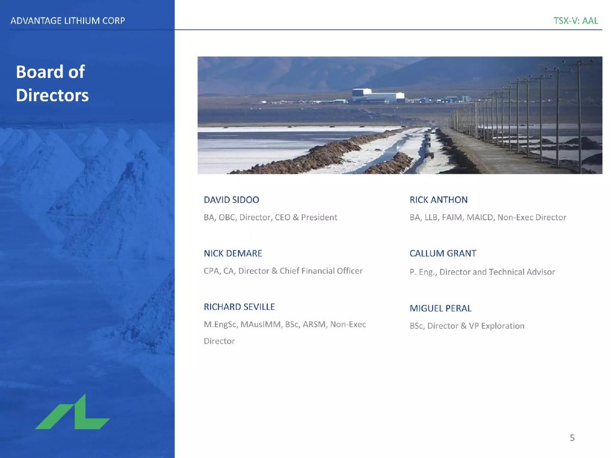 Advantage Lithium Corp pitch deck slide 5 of 30