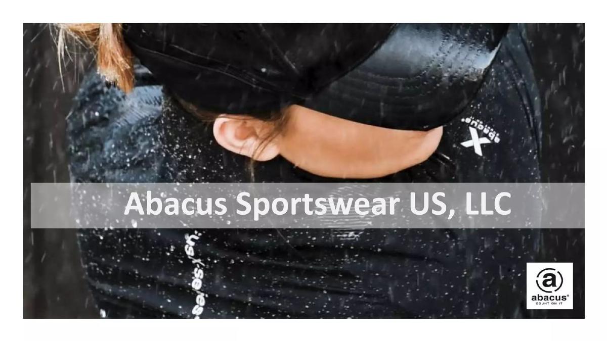 Abacus Sportswear US pitch deck slide 1 of 21