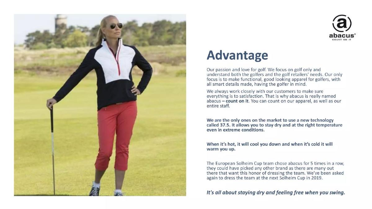 Abacus Sportswear US pitch deck slide 6 of 21
