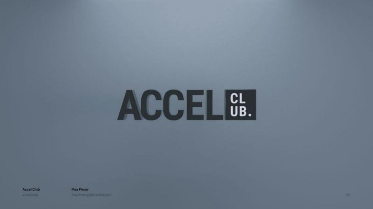 Accel Club pitch deck slide 1 of 34
