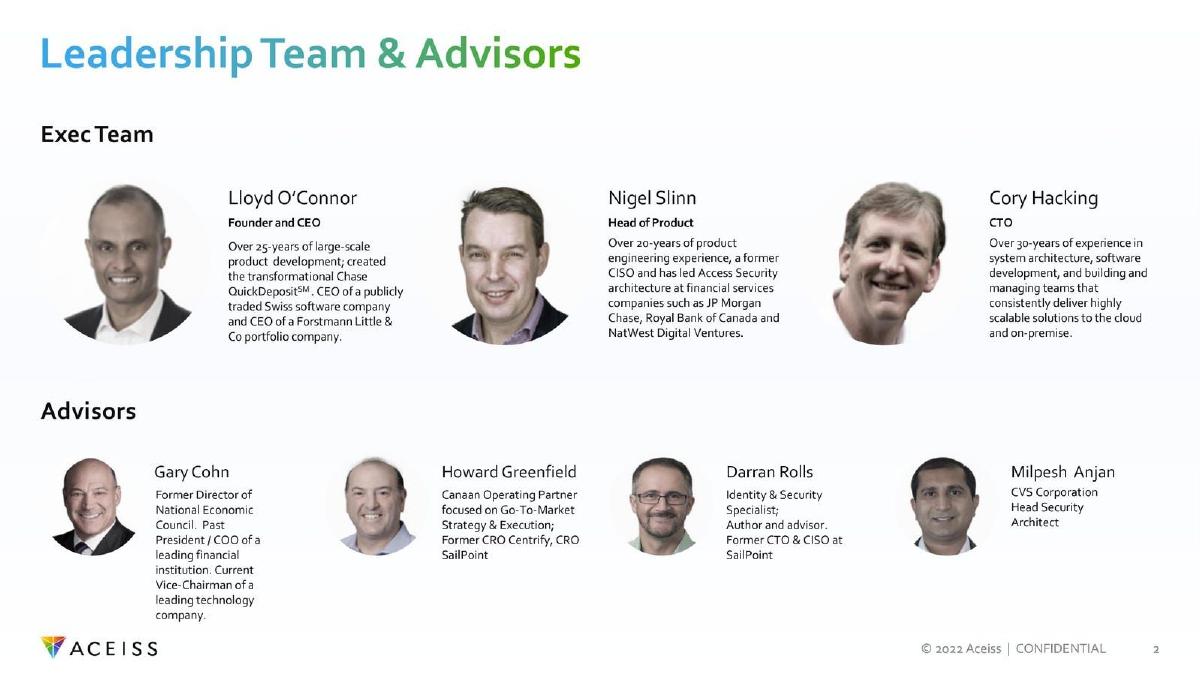 Aceiss pitch deck slide 2 of 8