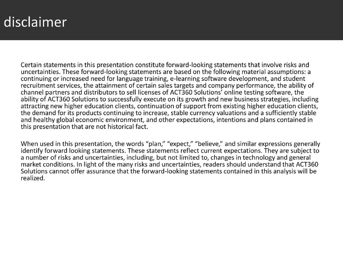 ACT360 Solutions pitch deck slide 2 of 11