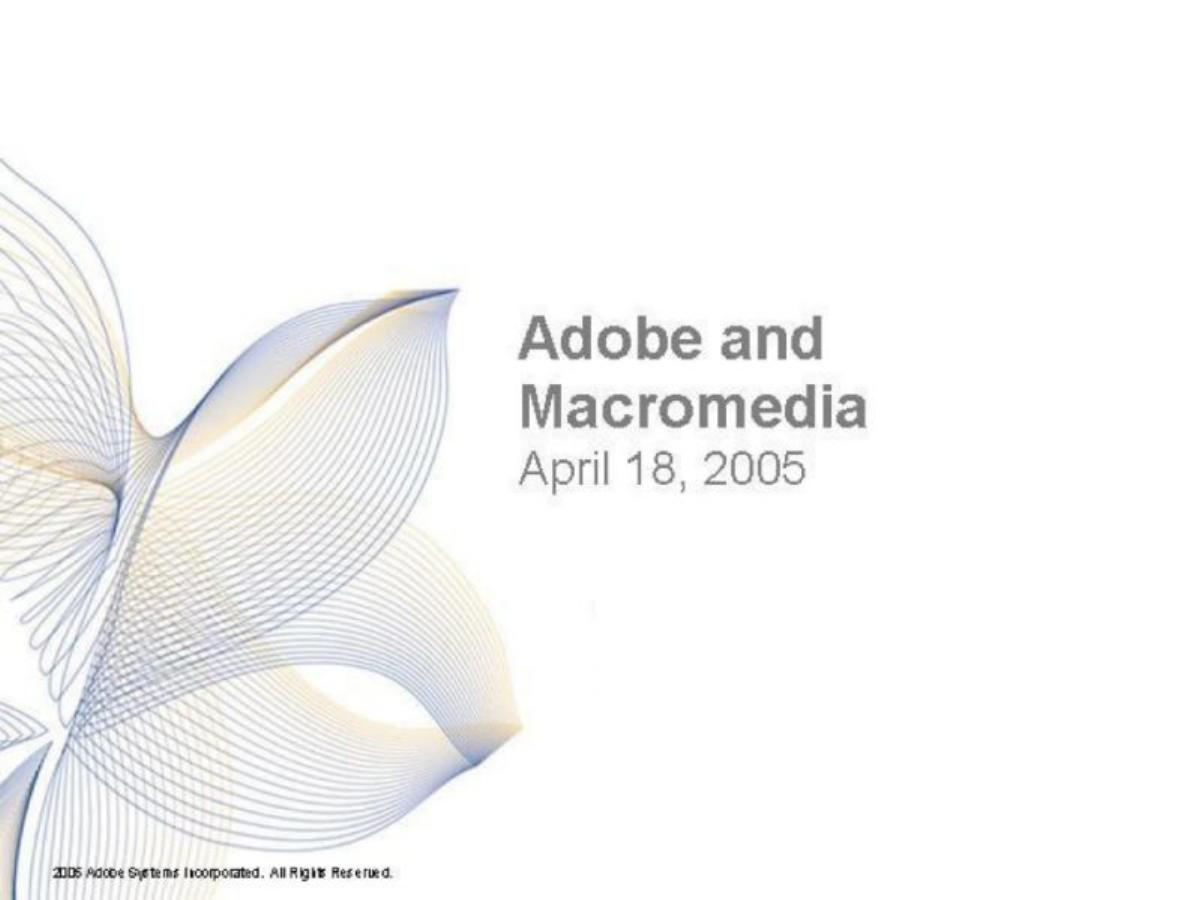 Adobe × Macromedia pitch deck slide 1 of 19