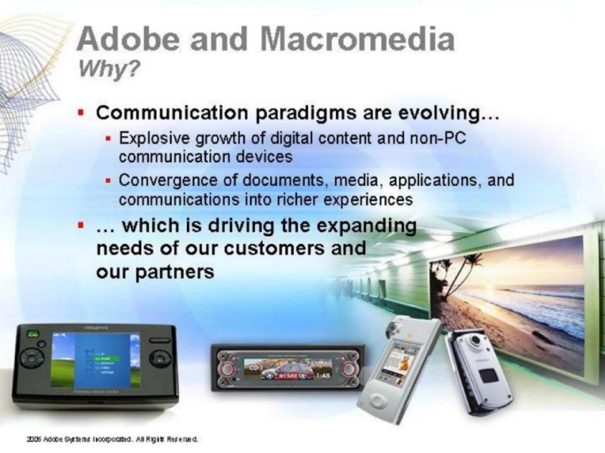 Adobe × Macromedia pitch deck slide 5 of 19
