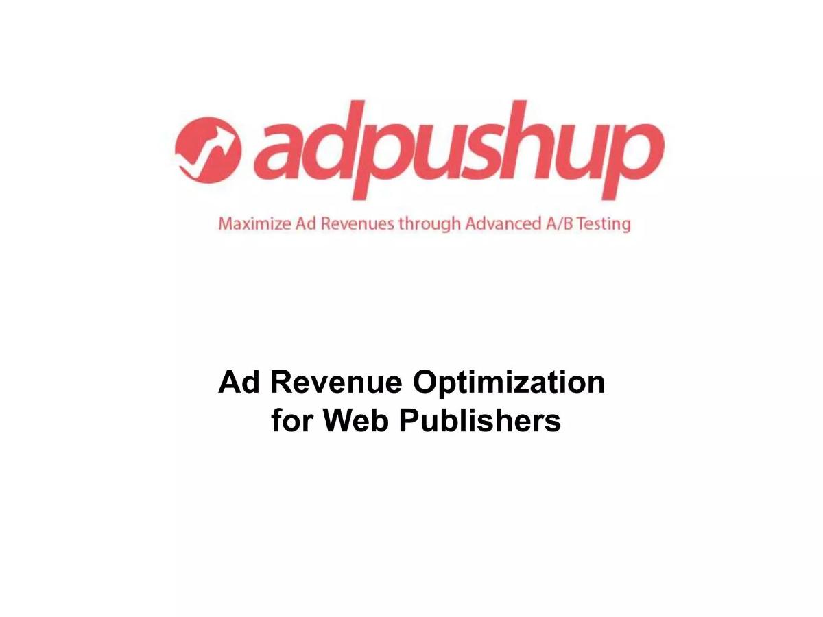 AdPushup pitch deck slide 1 of 11