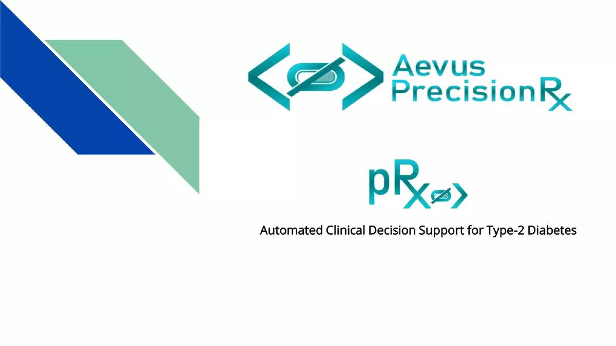 Aevus PrecisionRx pitch deck slide 1 of 15