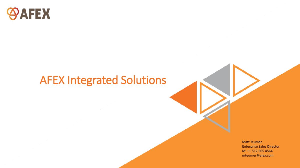 AFEX Integrated Solutions (Associated Foreign Exchange, Inc.) pitch deck slide 1 of 15