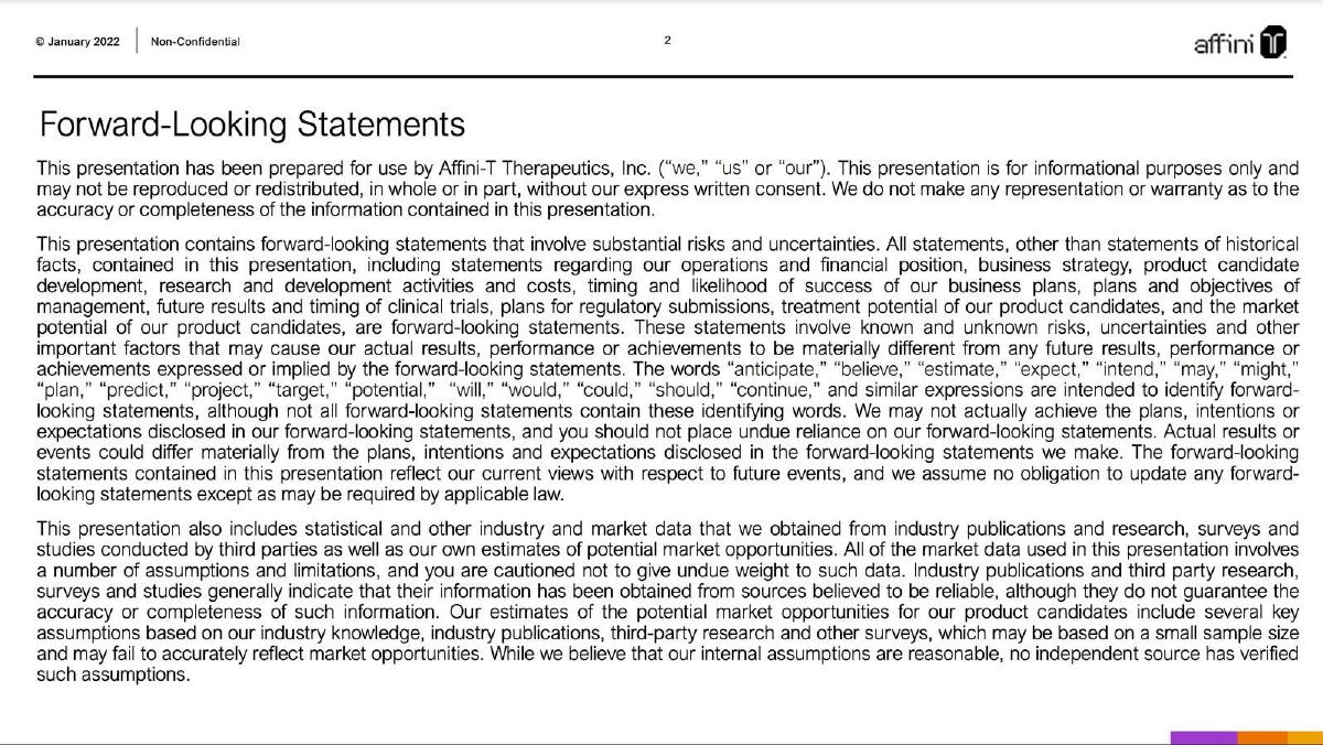 Affini-T Therapeutics pitch deck slide 2 of 24