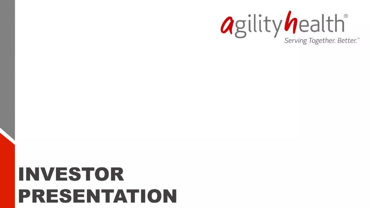 Agility Health pitch deck slide 1 of 24