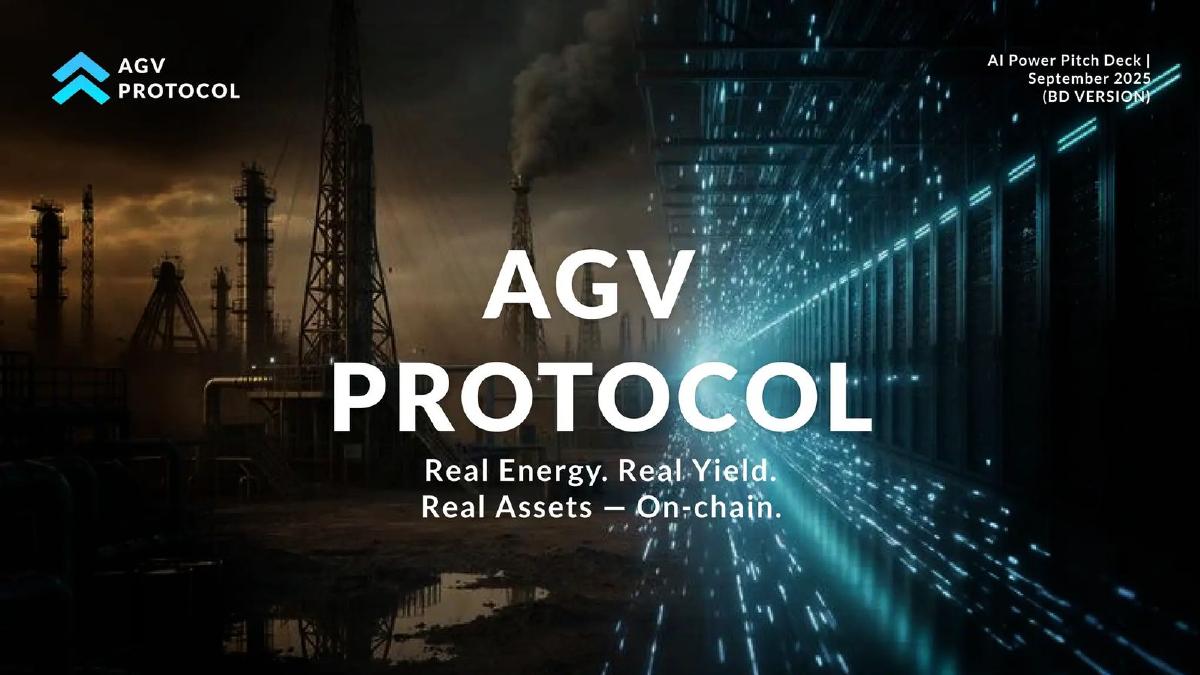 AGV Protocol pitch deck slide 1 of 14