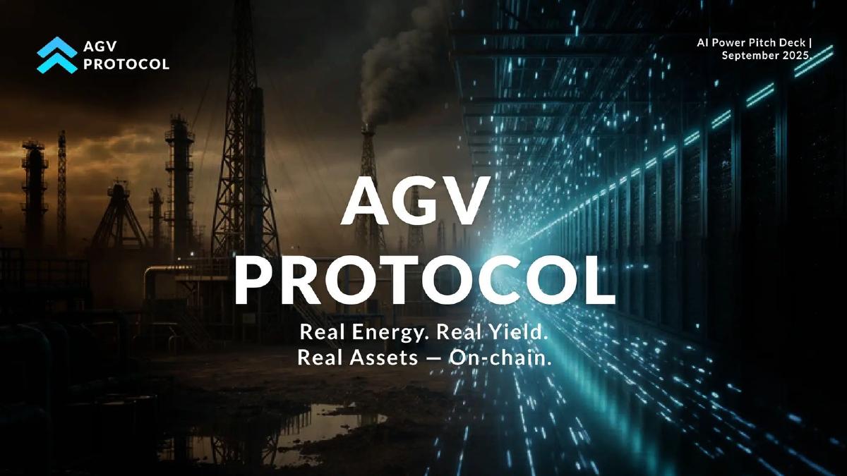 AGV Protocol pitch deck slide 1 of 15