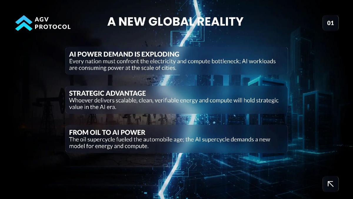 AGV Protocol pitch deck slide 2 of 15