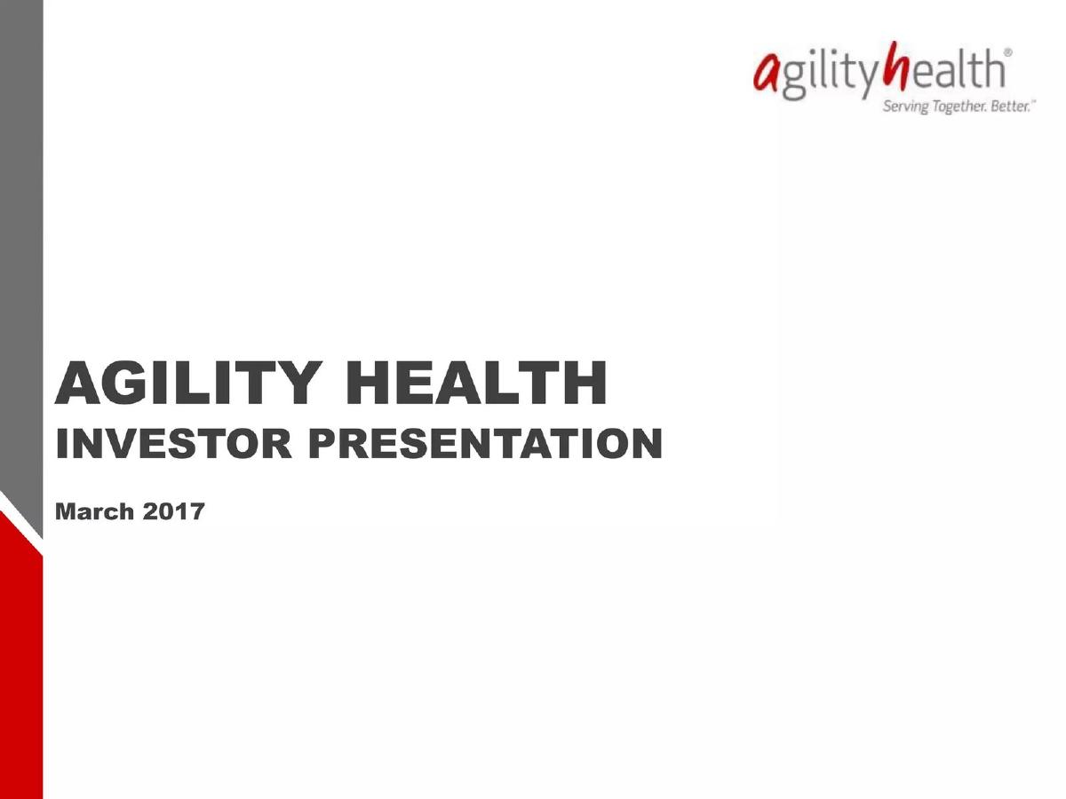 Agility Health pitch deck slide 1 of 20