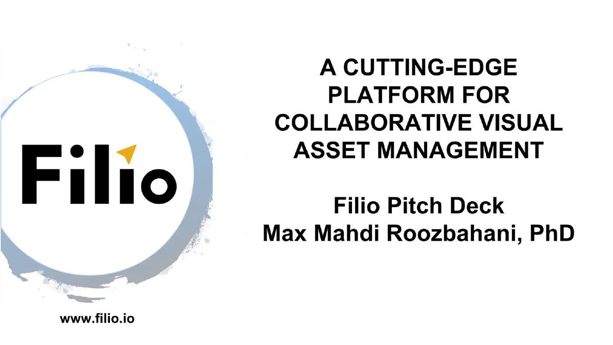 Filio pitch deck slide 1 of 21