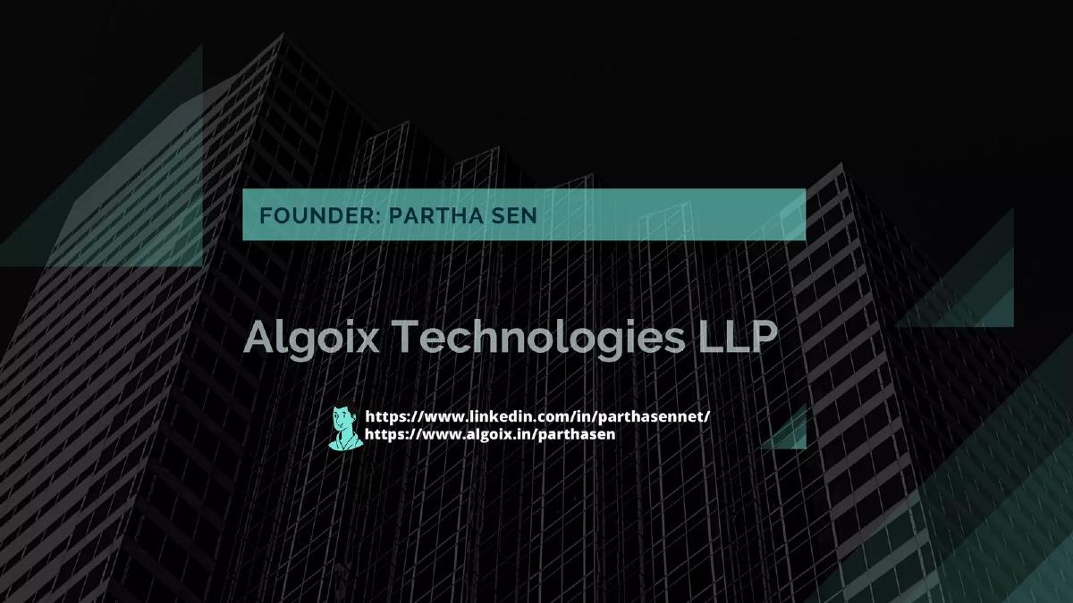 Algoix Technologies LLP pitch deck slide 1 of 7