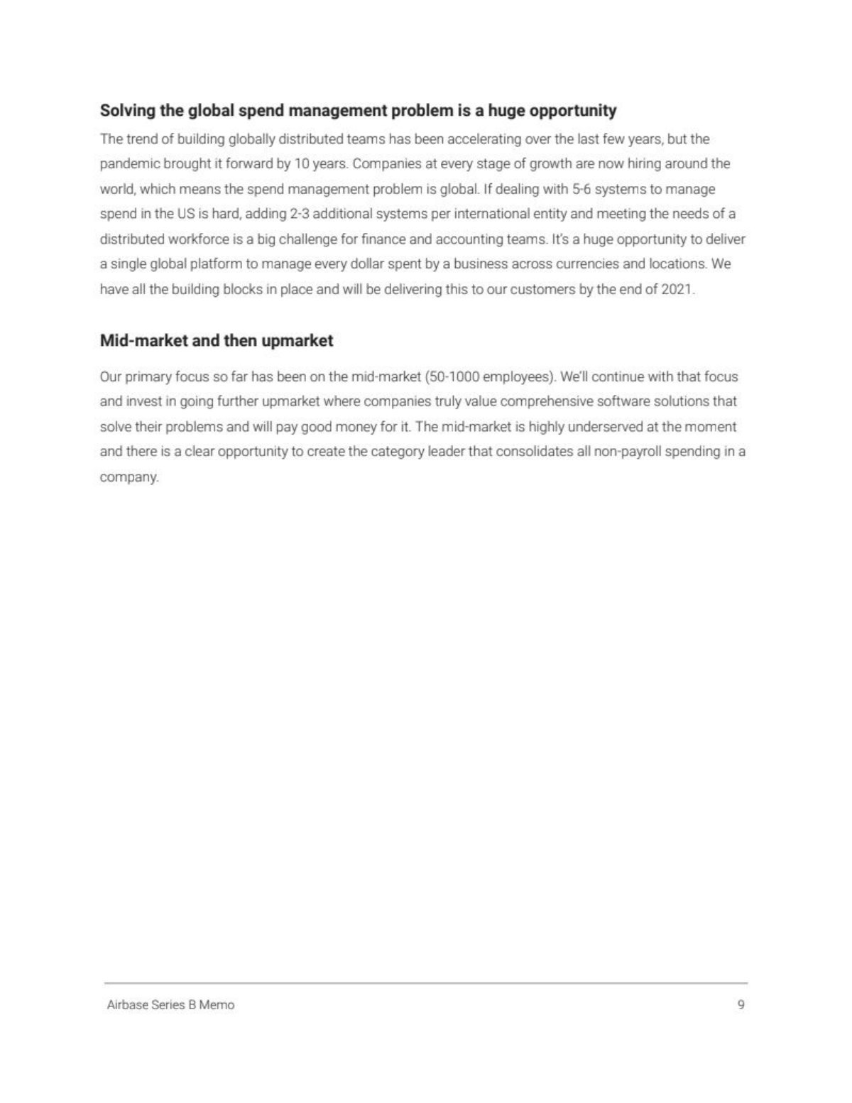 Airbase pitch deck Memo slide 9
