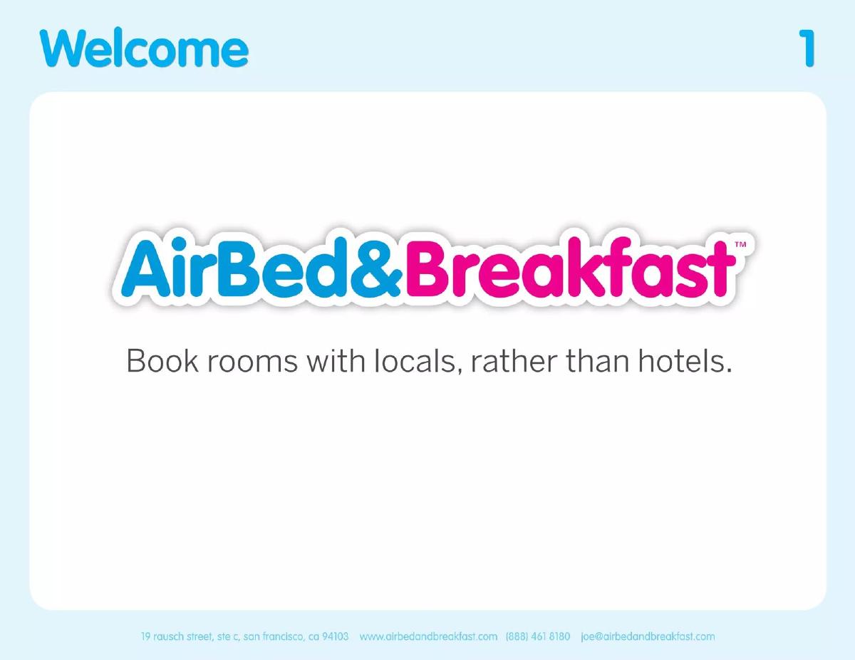 Airbnb pitch deck slide 1 of 14