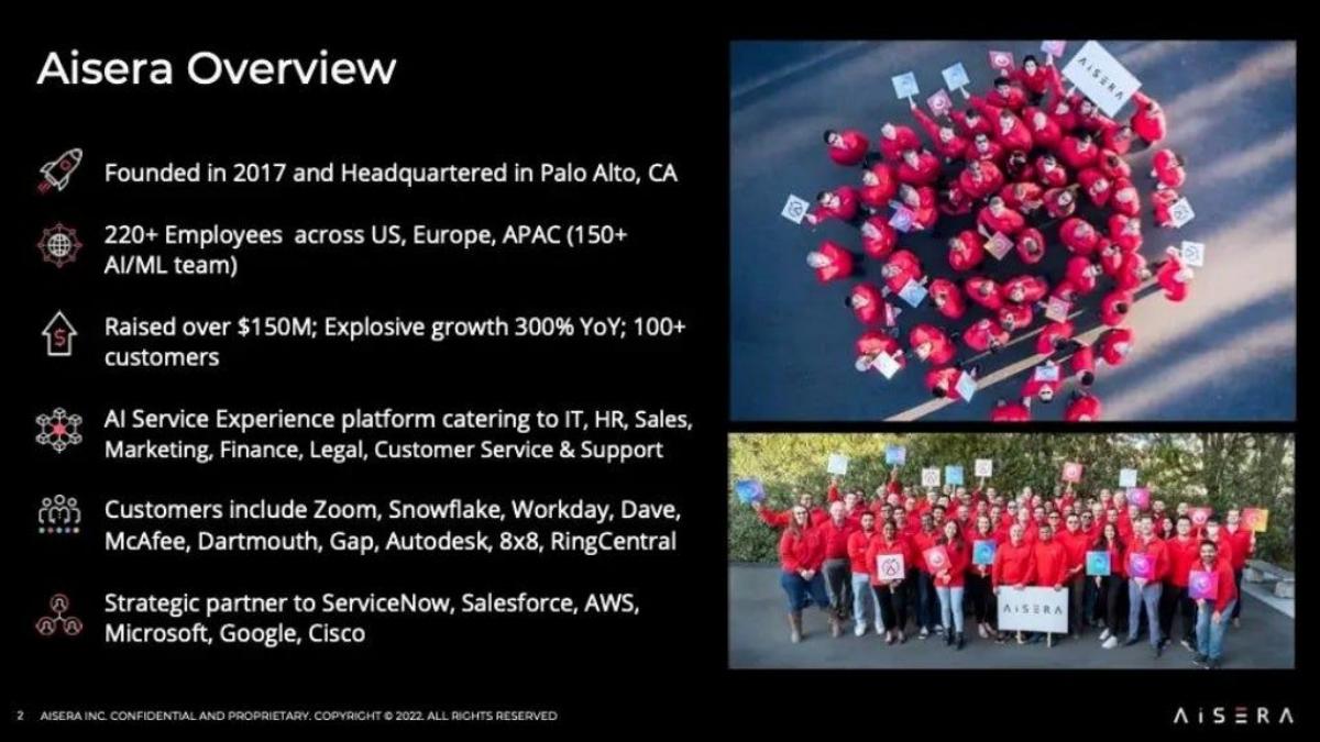 Aisera pitch deck slide 2 of 20