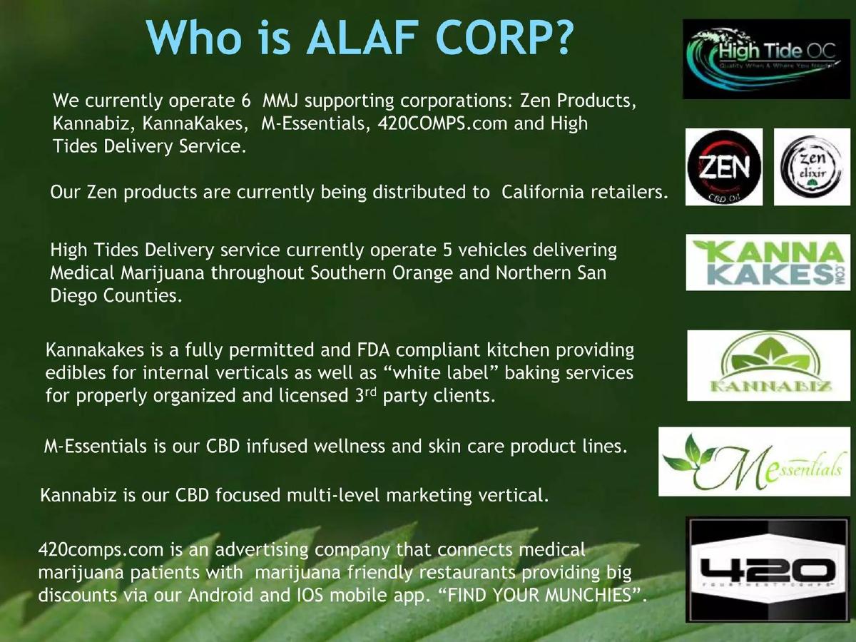 ALAF Corp pitch deck slide 2 of 15