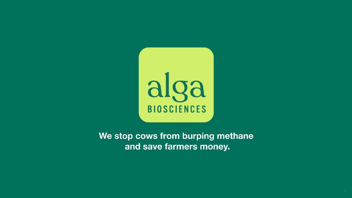 Alga Biosciences pitch deck slide 1 of 11