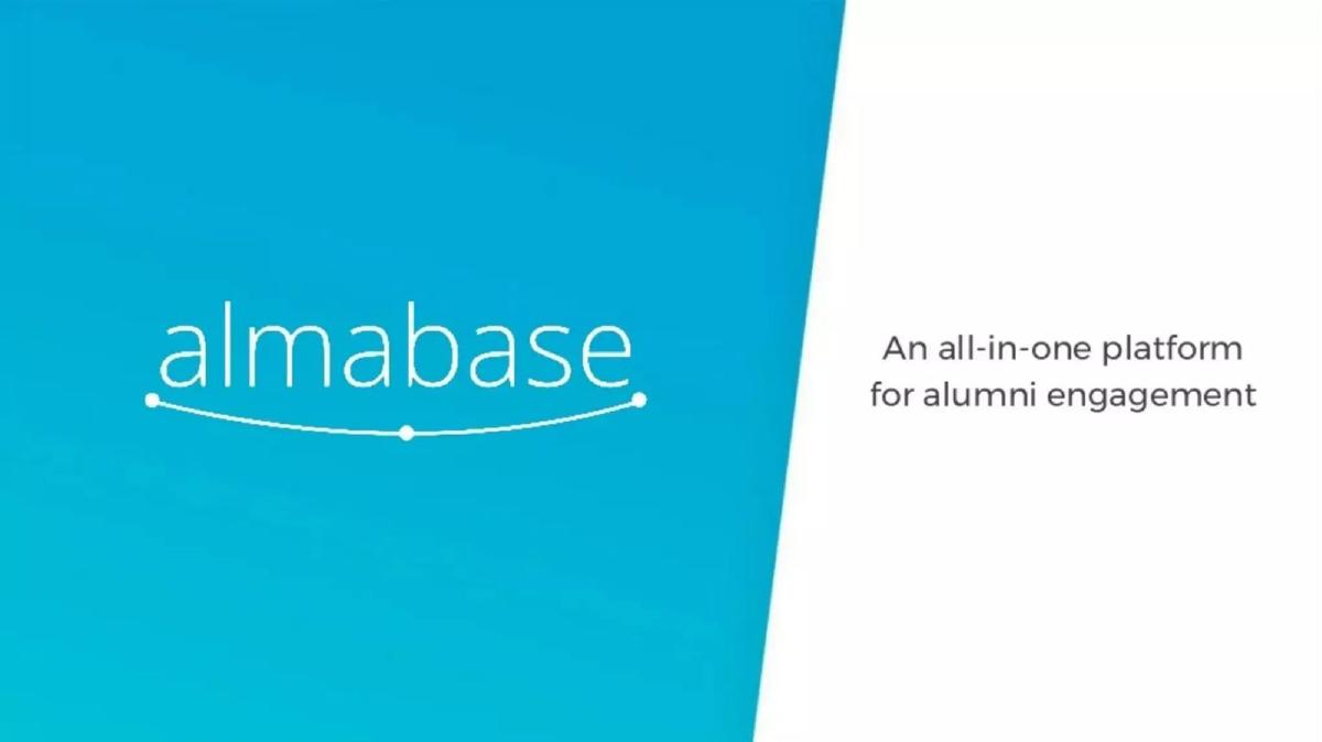 Almabase pitch deck slide 1 of 19