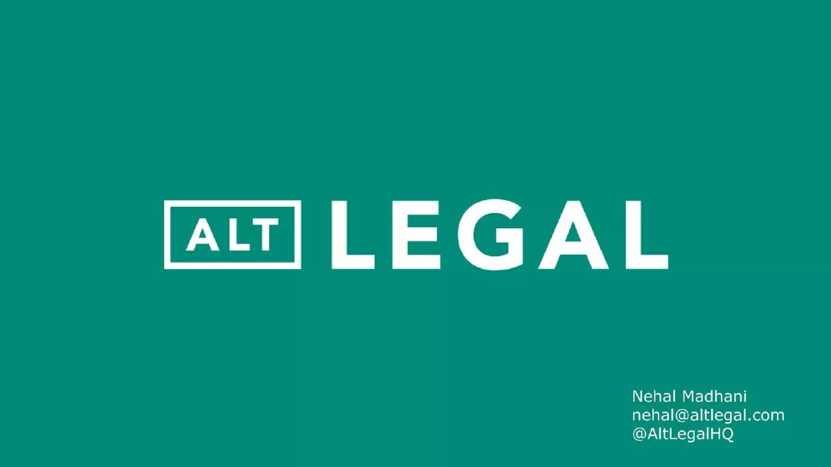 AltLegal pitch deck slide 1 of 10