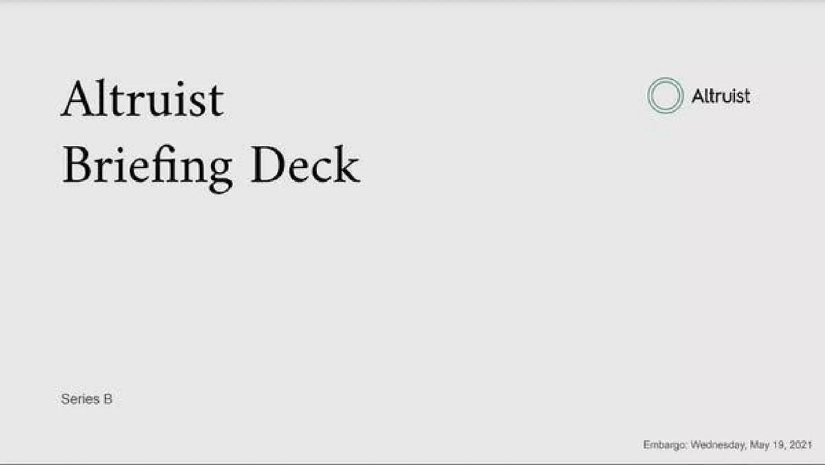 Altruist pitch deck slide 1 of 10