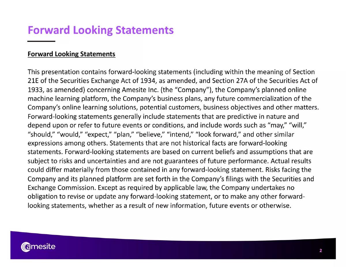 Amesite Inc. pitch deck slide 2 of 17