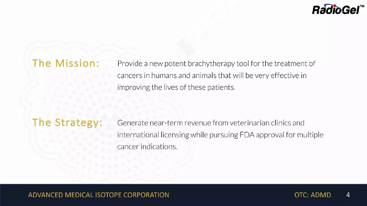 Advanced Medical Isotope Corporation (AMI) pitch deck slide 4 of 20