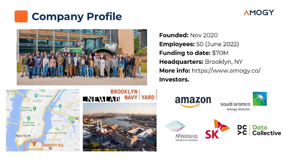Amogy pitch deck slide 2 of 12