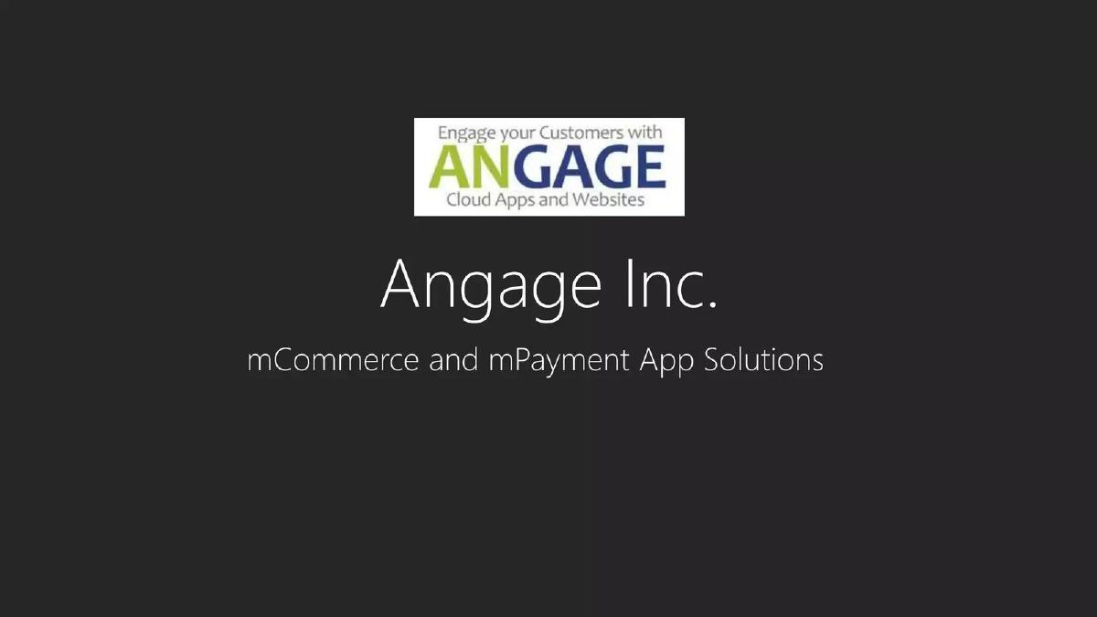 Angage Inc. pitch deck slide 1 of 14