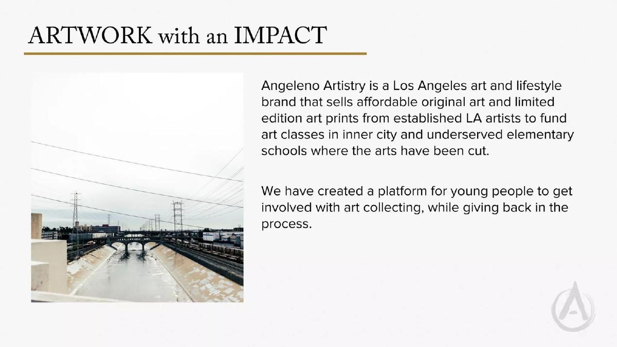 Angeleno Artistry pitch deck slide 2 of 10