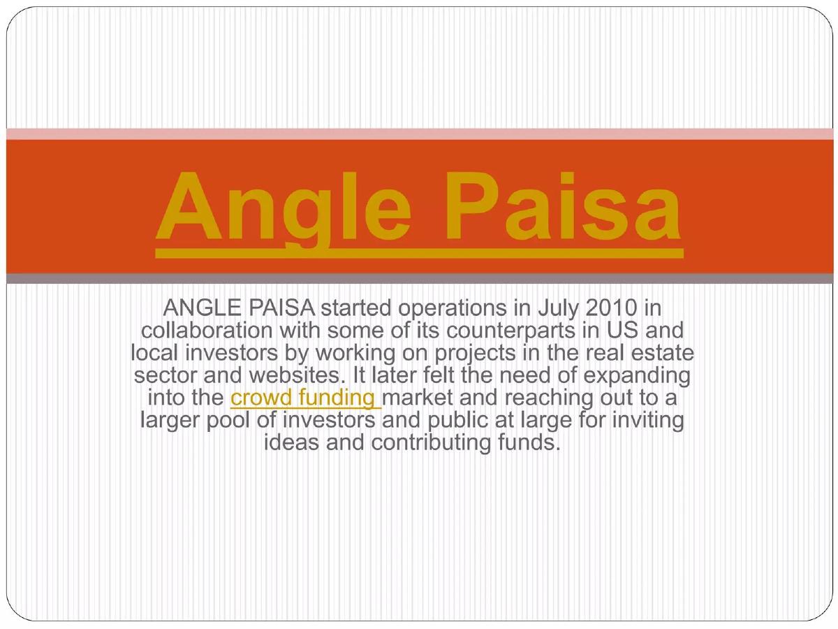 Angle Paisa pitch deck slide 1 of 16