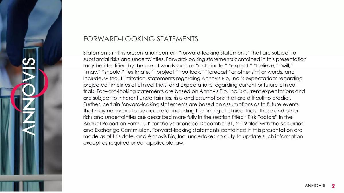Annovis pitch deck slide 2 of 26