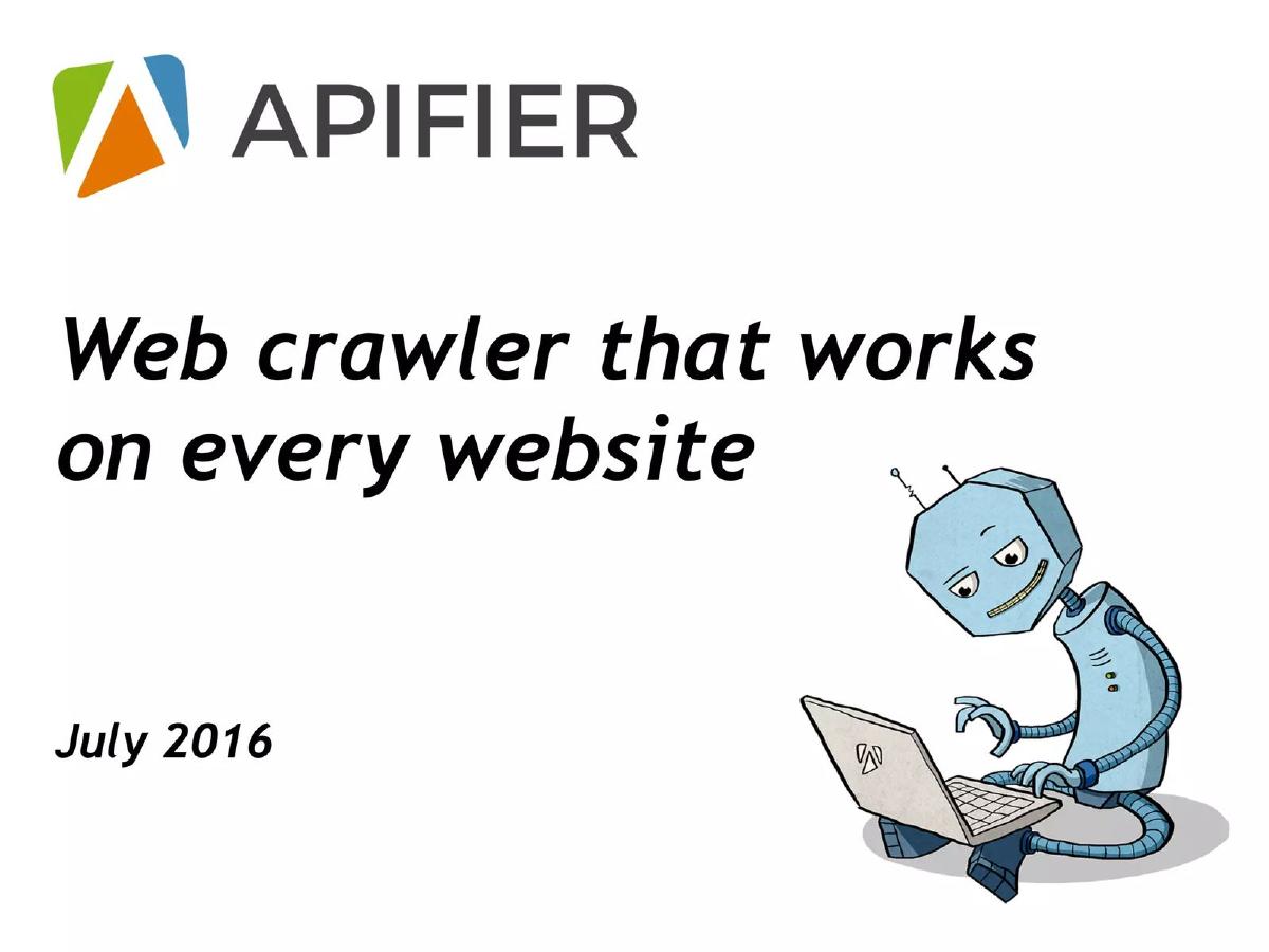Apifier (now Apify) pitch deck slide 1 of 15