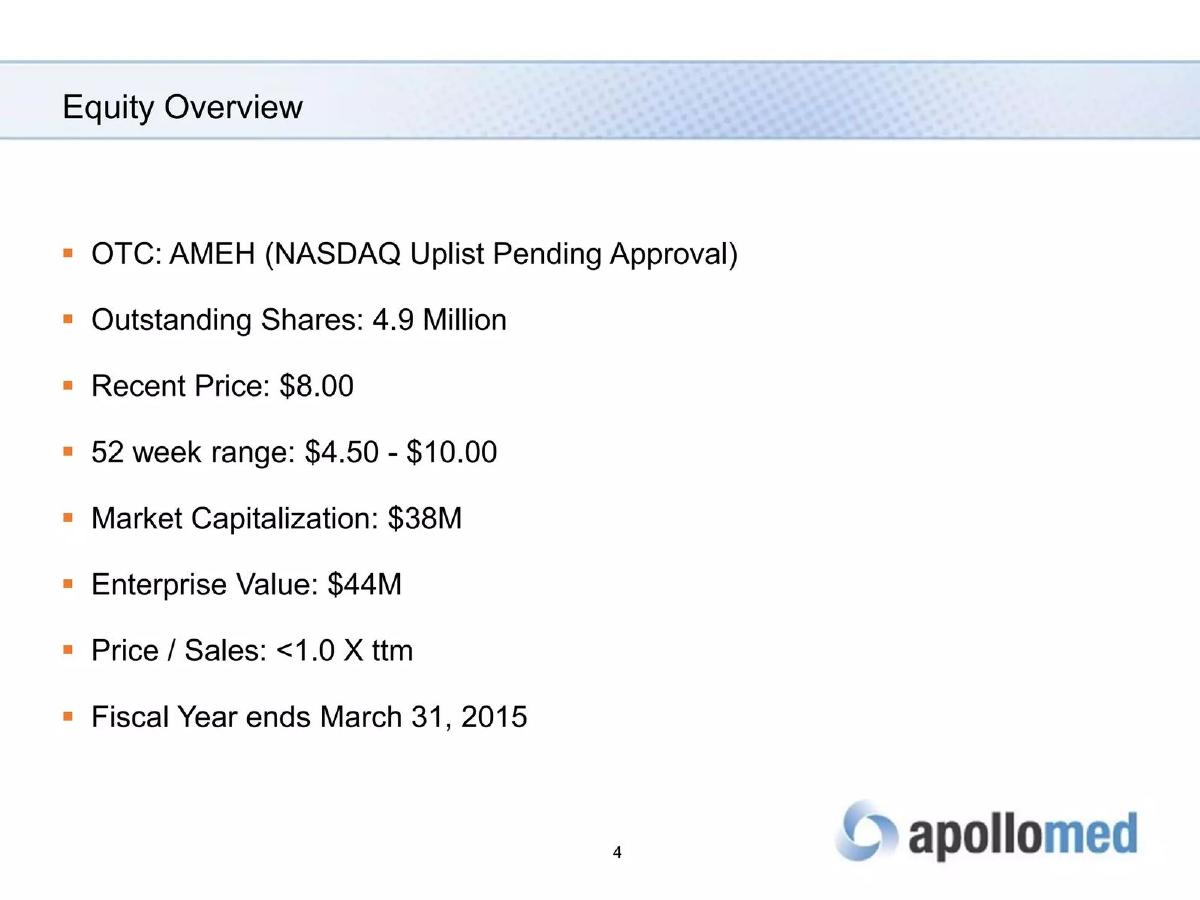 Apollo Medical Holdings, Inc. pitch deck slide 4 of 22
