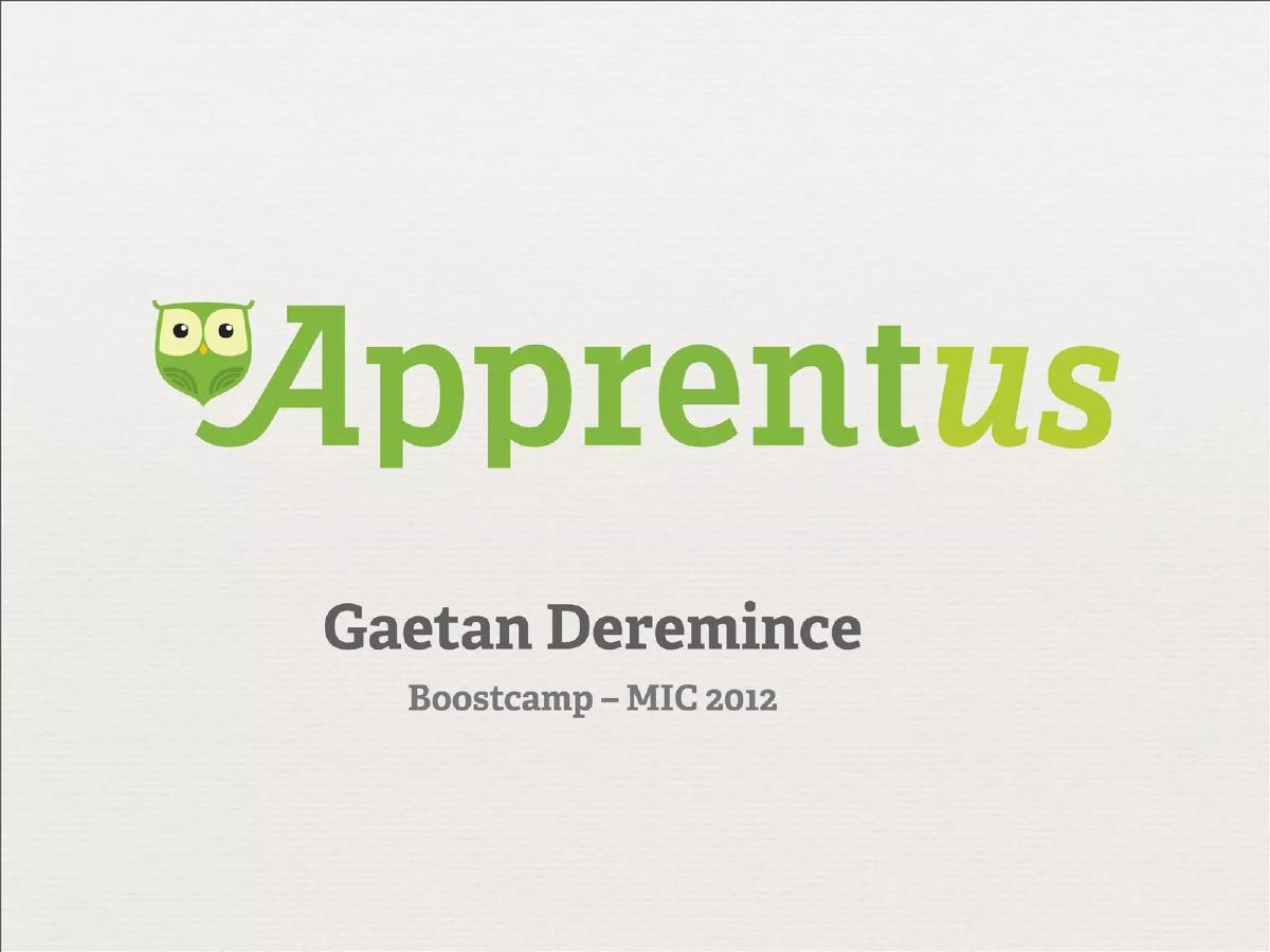 Apprentus pitch deck slide 1 of 12