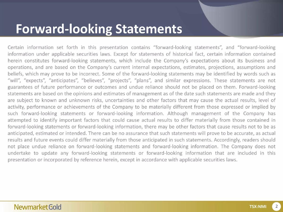 Newmarket Gold pitch deck slide 2 of 35