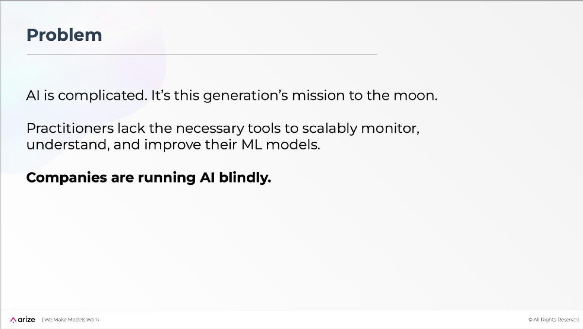 Arize AI pitch deck slide 3 of 16