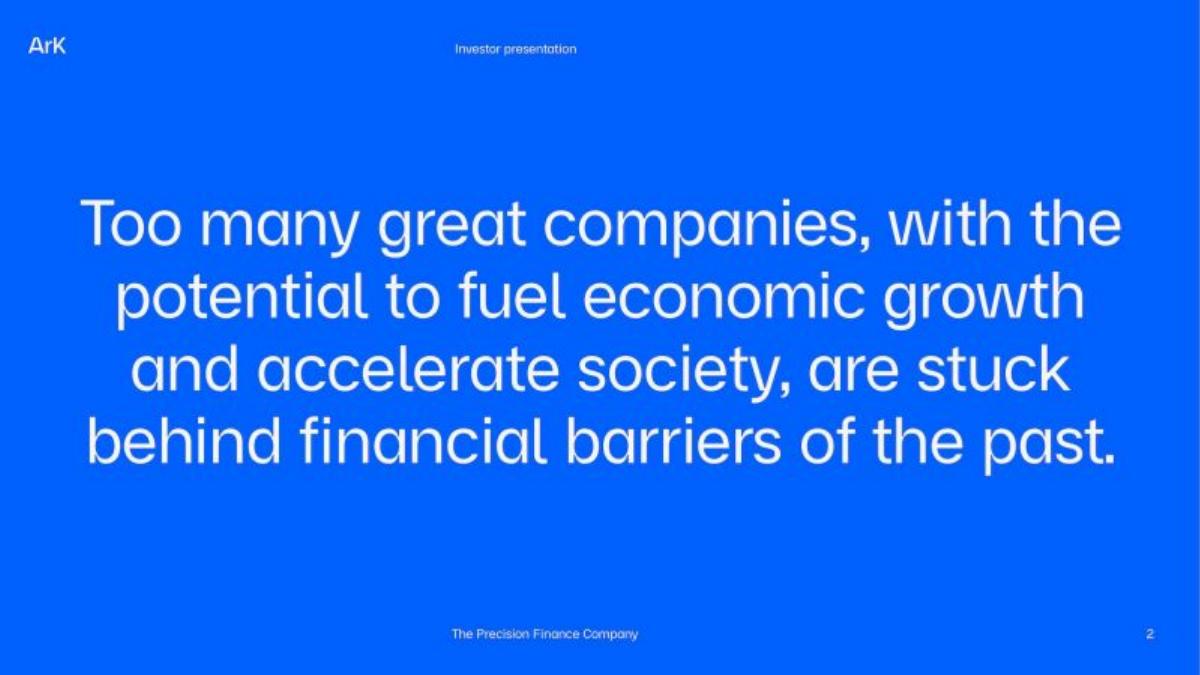 Ark Kapital pitch deck slide 2 of 21